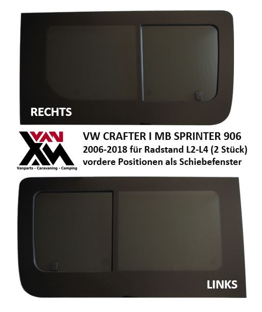 SET MB Sprinter 906 VW Crafter Schiebefenster Seitenscheiben vordere Positionen