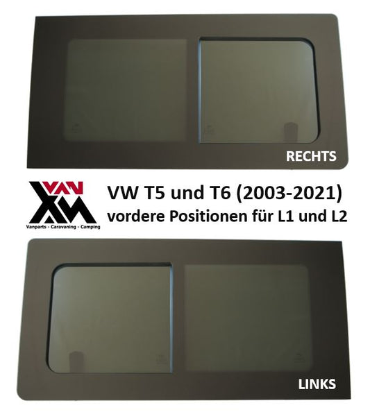 SET VW T5 T6 vordere Positionen Schiebefenster Seitenscheiben Camper Kasten